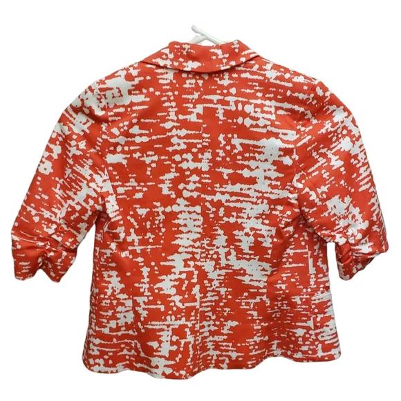 Aqua Vibrant Cropped Blazer Red White Abstract Print - Picture 5 of 12